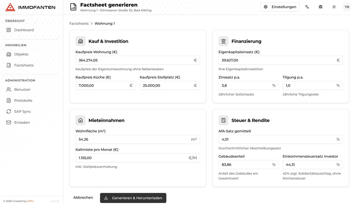 Immofanten Factsheet-Generator